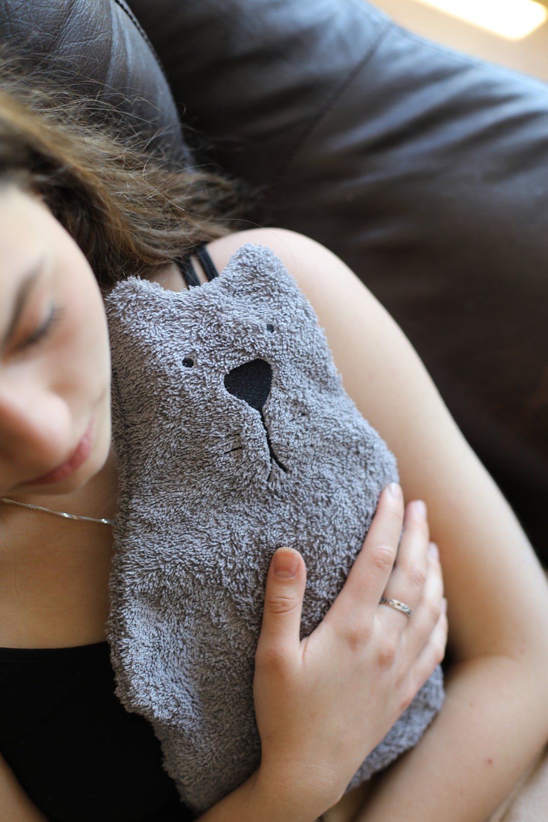 Hot Water Bottle With Cute Animal Cover 172 L 100 Cotton Etsy UK