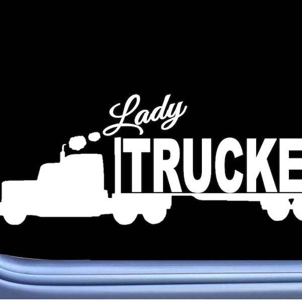 Lady Trucker Decal Etsy