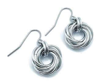 Aluminum Knot Earrings, Stainless Steel Ear Wires (1.25 inch)