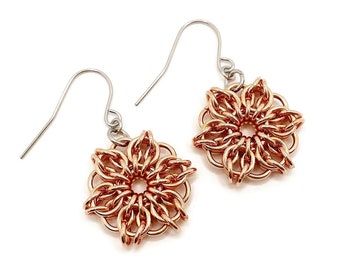 Handmade Bronze Celtic Mandala Earrings, 8th Anniversary Gift