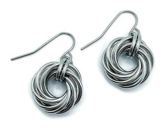 Love Knot Steel Earrings: 11th Anniversary Gift