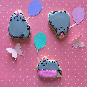 Pusheen Cat Sugar Cookies: Birthday Party Favors (1 Dozen)