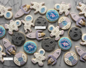 Space Cookies| Astronauts Cookies| Rocketship Cookies| Sugar cookies.