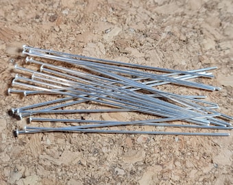 Sterling Silver 3" Head Pin 0.6mm 22 gauge (10pcs)