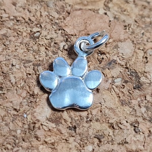 Sterling Silver Dog Paw Charm, Pendant  (1pc)