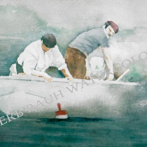 Lobstermen Checking Traps , coastal, maine