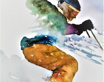 Ski fahren - Fast and Furious Aquarell