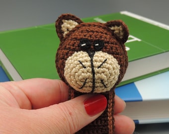Braunes Katzen Lesezeichen, Seitenwendeer, gehäkeltes Lesezeichen, Geschenk für Leseratten, Geschenk für Leseratten, Buchzubehör, Geschenk für Leseratten, Geschenk für Lehrer