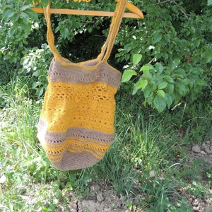 Unique hemp bag, earth tones bag, eco-friendly bag, reusable bag, crocheted hemp bag, natural bag, mesh bag, crochet bag without waste, gift