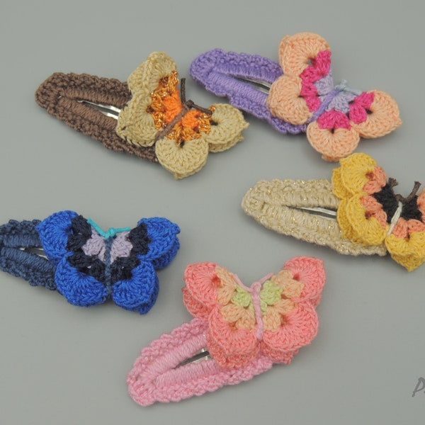 Barrette papillon, barrette papillon au crochet, papillon, accessoires pour cheveux fille, décoration cheveux, accessoire d'été