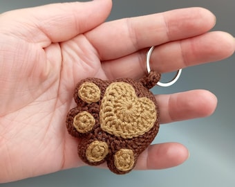 Gehäkelter Tier Fußabdruck, echter süßer Schlüsselanhänger, Pfotenabdruck, Hundepfote, Katzenpfote, Geschenk für Tierliebhaber, Amigurumi Hund, Hundeabdruck Amigurumi, Geschenk
