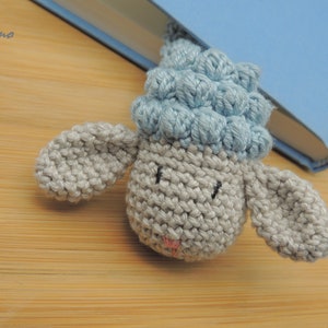 Sheep bookmark, blue sheep, crochet  animal bookmark, animal bookmark for kids, sheep lover, sheep, bookworm gift, book gift for a reader