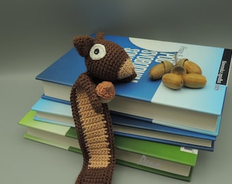 Eichhörnchen Lesezeichen, Eichhörnchen mit einer Eichel, Geschenk für Buchliebhaber, Waldtier, Eichhörnchen für Bücher, lustiges Lesezeichen, Geschenk für Lehrer