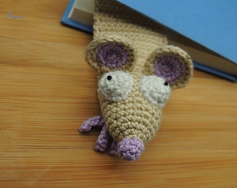 Ratte Lesezeichen, Seitenwendeer, gehäkeltes Lesezeichen, Geschenk für Leseratten, Geschenk für Leseratten, Buchaccessoires, Geschenk für Leseratten, Geschenk für Leseratten, Geschenk für Leseratten