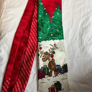 VTG. Reindeer Christmas Novelty Silk Mens Tie