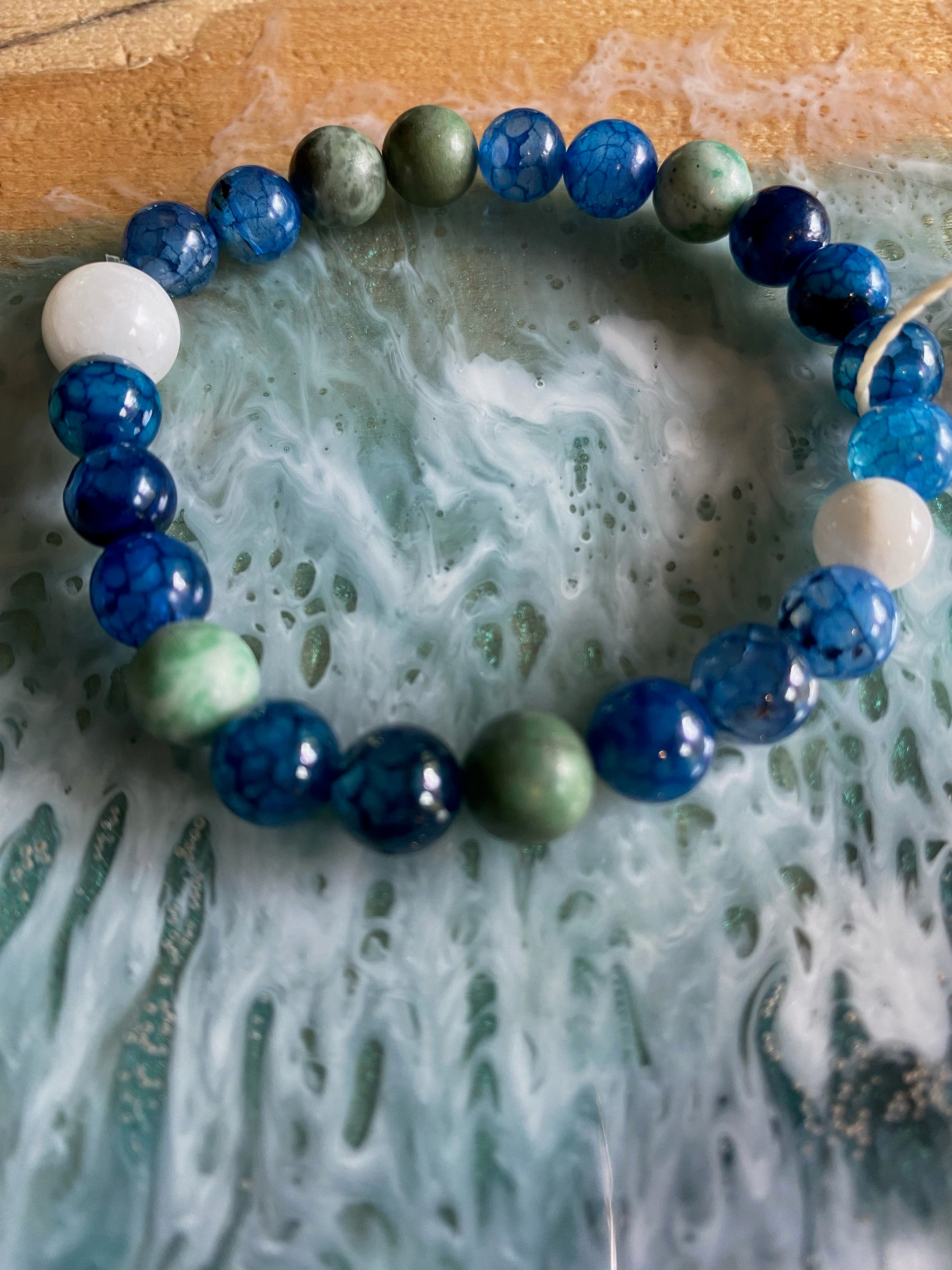 Solid Healing Stone Earth with Seven Continents Bracelet