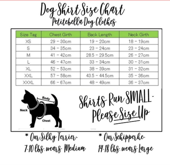 Dog Shirt Size Chart