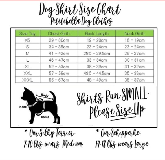 Dog Clothes Size Chart