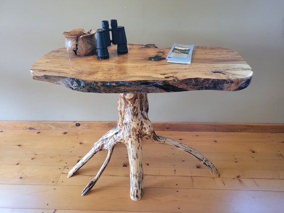 Burl/tree-top side table **LOCAL PICKUP ONLY**