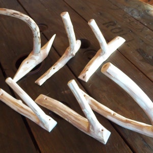 Unfinished tree branch hooks