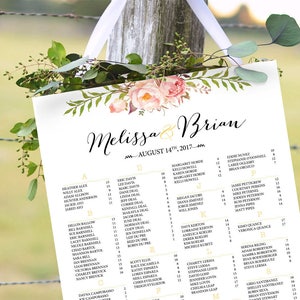 Printable Wedding Seating Chart Wedding Seating Chart - Etsy