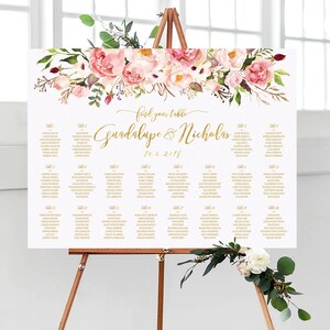 Plan de salle de mariage, plan de salle de mariage, plan de salle de mariage par ordre alphabétique, affiche de plan de table, panneau de bienvenue de mariage, plan de salle