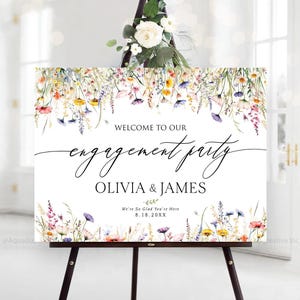 Engagement welcome sign, Engagement party sign, Engagement Decor, Engagement party decorations, Engagement party Invitation, Wildflower