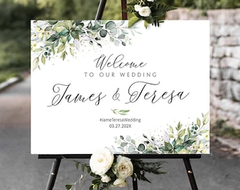 Wedding welcome Sign, Greenery wedding sign, Greenery Welcome Sign, Greenery wedding decorations, Greenery decorations, Wedding Signs