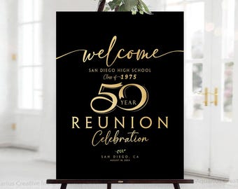 Reunion welcome sign, Class reunion welcome sign, 50th class reunion, 50 year high school reunion, Reunion Decoration, Reunion Celebration