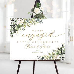 Personalized Engagement party sign, Engagement welcome sign, Engagement Decor, Greenery Engagement decorations, Engagement sign