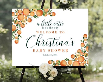 Baby Shower Sign, A little Cutie is on the way, Orange Baby Shower, Orange Citrus Decor, Baby Shower Welcome Sign, Orange Bridal Shower