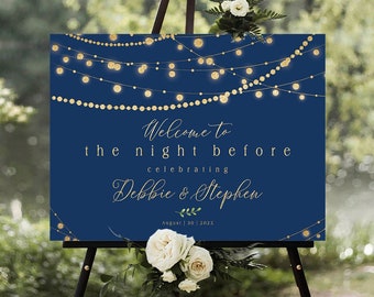 Rehearsal Dinner Sign, Wedding Rehearsal Sign, Navy and gold Wedding, Rehearsal Sign, Wedding welcome sign, Navy gold decor, Wedding signs