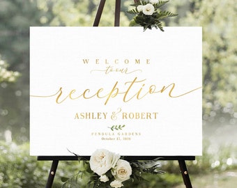 Reception Welcome Sign, Wedding reception sign, Wedding Welcome Sign, Minimal Wedding Decor, Gold wedding Sign, Rehearsal dinner sign