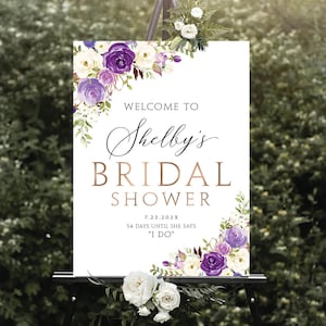 Bridal Shower Sign, Bridal Shower Decorations, Bridal Shower Welcome Sign, Bridal Shower banner, Purple Welcome Sign, Lilac bridal shower