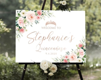 Quinceañera Welcome Sign, Quinceanera Sign, Quinceanera Decorations, Sweet 16 Decor, Bridal shower sign, Blush Pink Decor, Quinceanera Decor