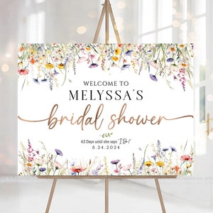 Bridal Shower Sign, Bridal Shower Decorations, Bridal Shower Welcome Sign, Bridal Shower banner, Wildflower Bridal Shower, Wildflower Decor