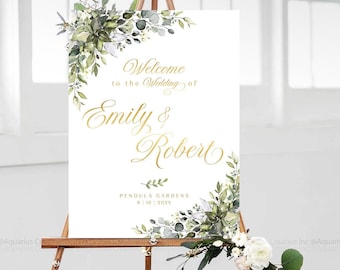 Greenery Wedding, Greenery welcome sign, Wedding Welcome Sign, Engagement welcome sign, Greenery sign, Greenery decor, Greenery wedding sign