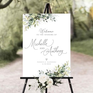 Wedding Welcome Sign, Greenery Wedding sign, Greenery Wedding Decor, Greenery Welcome Sign, Wedding Decorations, Eucalyptus Wedding Sign