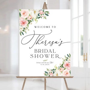 Bridal Shower sign, Bridal Shower Decorations, Bridal Shower Welcome Sign, Bridal shower Invitation, Bridal shower Poster, Blush Pink decor