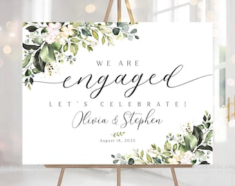 Engagement welcome sign, Engagement party sign, Greenery Engagement Decor, Greenery Engagement decorations, Engagement Sign, Engaged sign