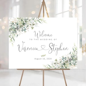 Wedding Welcome Sign, Greenery wedding sign, Wedding signs, Greenery Wedding decor, Engagement welcome sign, Rehearsal Sign, Greenery Decor