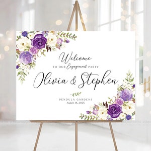 Engagement party decoration, Engagement Welcome sign, Printable welcome sign, Lavender sign, Violet sign, Purple welcome sign sign