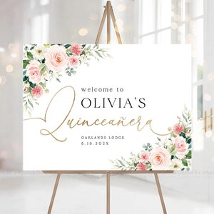 Quinceañera Welcome Sign, Quinceanera Sign, Quinceanera Decorations, Sweet 16, Bridal shower sign, Purple Decor, Lavender Quinceanera Decor
