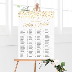 Gold Polka Dot, Hochzeitssitzplan, Hochzeitssitzplan Alphabetisch, Hochzeitsdekoration, Sitzplan Vorlage, Sitzplan in Gold