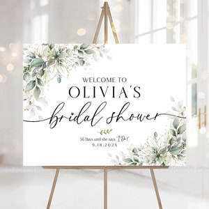 Bridal shower welcome sign, Bridal Shower sign, Greenery Bridal shower decorations, Bridal Shower Invitation, Bridal Shower Party Sign