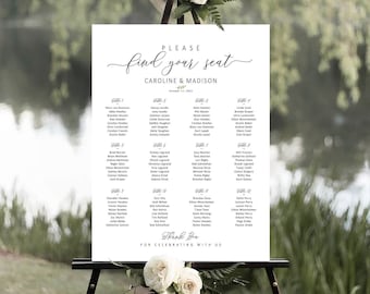 Wedding Seating Chart, Alphabetical Seating Chart, Table Seating Chart, Rehearsal Seating Chart, Minimal Seating chart, Greenery Decor