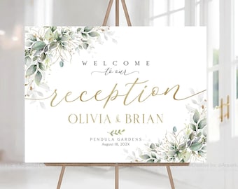Placa de boas-vindas para recepção, Placa de recepção de casamento, Placa de boas-vindas para casamento, Decoração para recepção de casamento, Placa de casamento com vegetação, Placa para jantar de ensaio