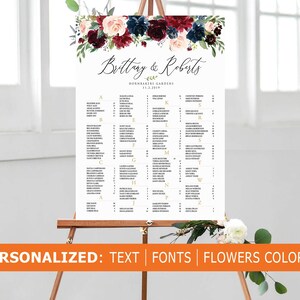 Printable Wedding Seating Chart Wedding Seating Chart - Etsy