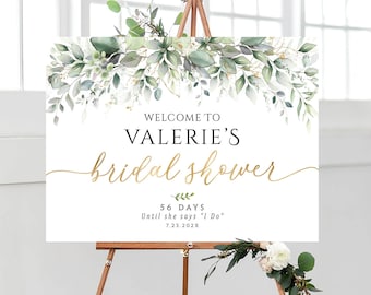 Bridal Shower Sign, Bridal Shower Decorations, Bridal Shower Welcome Sign, Bridal Shower banner, Greenery Bridal Shower Sign, Greenery sign