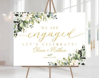 Engagement party sign, Engagement welcome sign, Greenery Engagement Decor, Greenery Engagement decorations, PRINTABLE Sign, Engagement sign